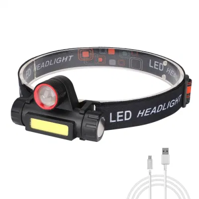 Camping Venta caliente la cabeza de emergencia de la luz de linterna LED linterna cabeza de mazorca portátil resistente al agua de la luz de faro de LED de 800mAh recargable 18650 faros LED USB