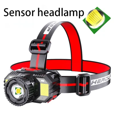 Iluminación para exteriores LED Iluminación fuerte carga USB Super resistencia Faro de sensor de zoom de luz fuerte montado en la cabeza