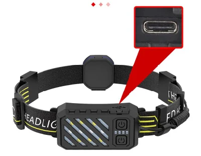 Recargable Linterna multifunción de la cabeza en el exterior emergencia diadema ajustable impermeable de iluminación de la cabeza de la luz de la cabeza 10 Modos COB FARO
