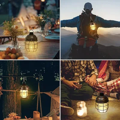 Tipo C impermeable recargable Retro regulable ambiente de lujo luz Camping