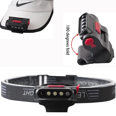 Ángulo de 180 grados de giro del cabezal del sensor de diadema ajustable Camping linterna LED recargable el interruptor de faros Faros de LED de caza