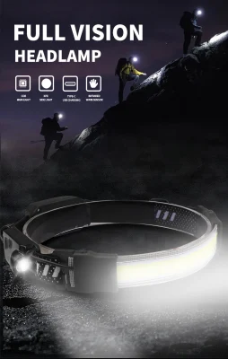 Faro de la mazorca del sensor de movimiento portátil resistente al agua para la pesca Senderismo la ejecución de haz ancho de Faros Faros de LED USB recargable