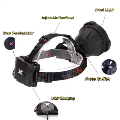 10W potente faro LED cree T6 con base de advertencia destellando Para exterior ajustable Headband de emergencia Inspección 4 modos linterna recargable