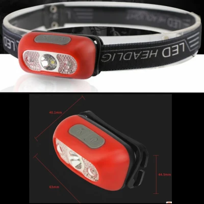 Rojo Advertencia linterna recargable de cabeza intermitente lámpara exterior impermeable Camping Faro 3,7V 1200mAh Caza Faro LED de emergencia