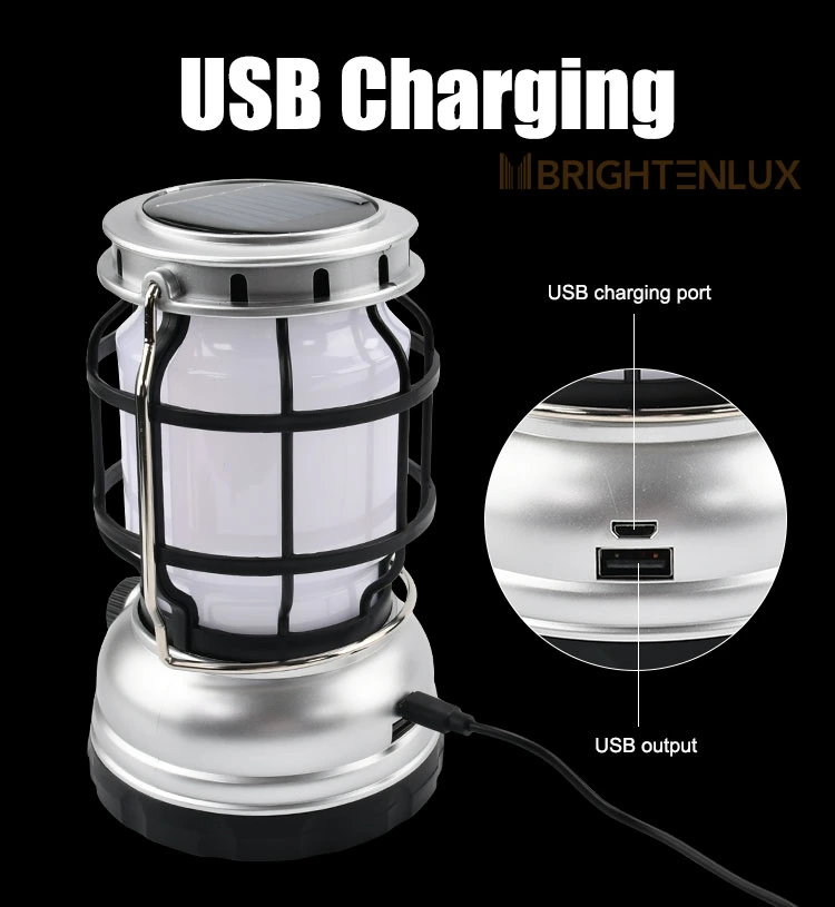 Brightenlux Power Bank USB Charging Rechargeable Solar Energy High Lumen Camping Light with Flame Light