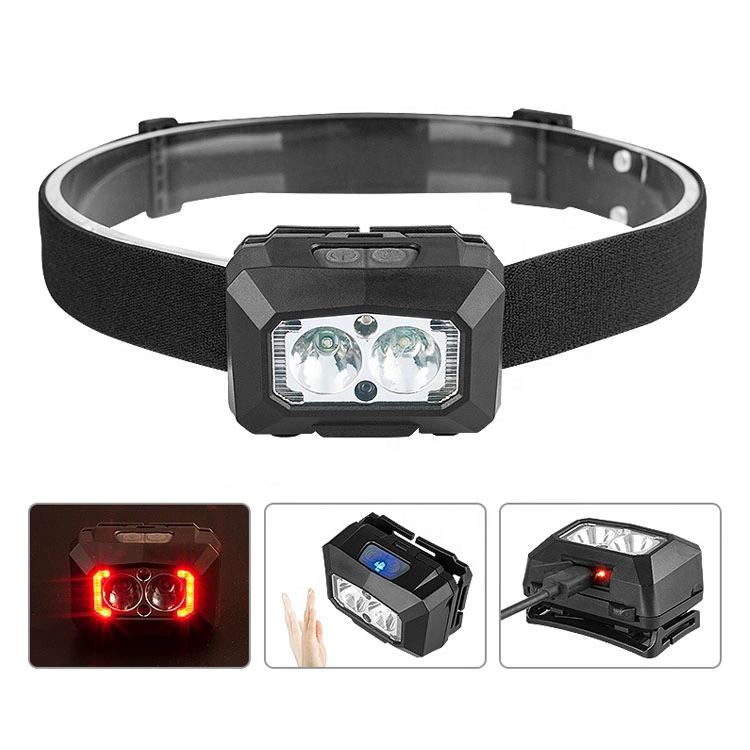 2019 Plastic Waterproof Blue Light Motion Sensor LED Fishing Headlamp