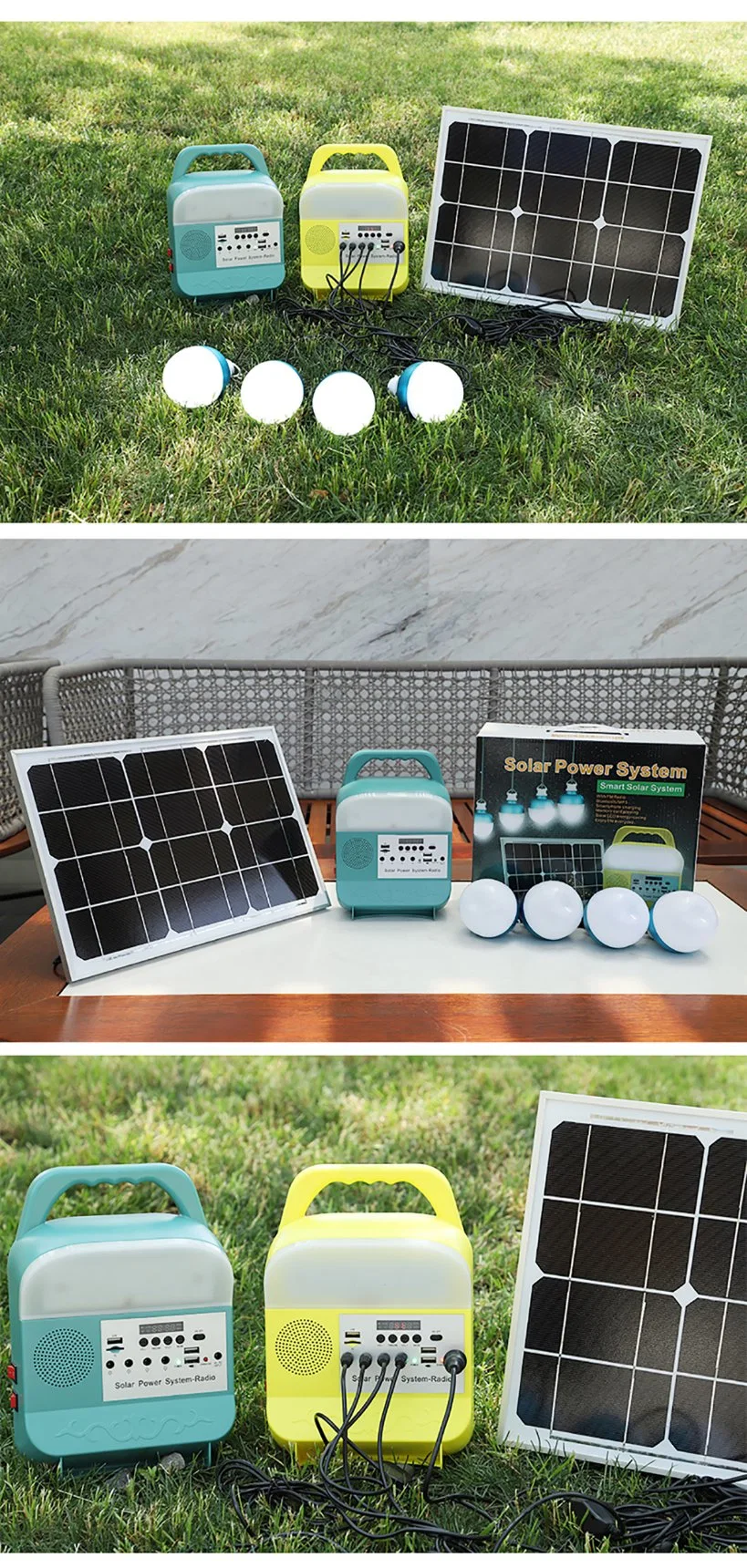 Portable 12V DC Output USB Port Rechargeable Camping Lighting Kit Home Power Solar Energy Systems Small Scale Solar Power Kits