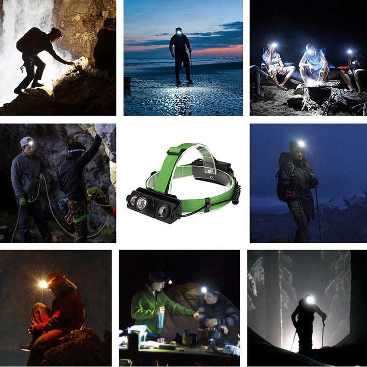 USB Rechargeable High Lumen Outdoor Head Torch T6 LED Headlight with 4 Flashing Modes Zooming Adjustable 180 Degree Rotation LED Headlamp