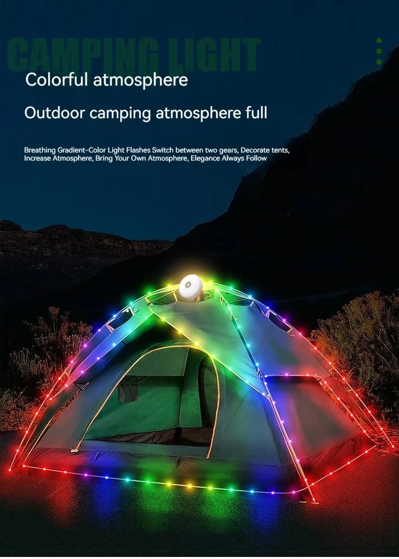 Warm Camping String Lights 10m Outdoor Tent LED Spot Flashlight Christmas Holiday Atmosphere Light