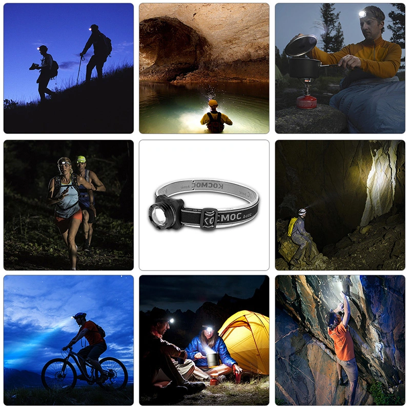 High Quality Portable Camping Head Torch Lamp Waterproof LED Camping Head Torch Light Mini Red Warning Flashing Headlight Rechargeable COB LED Headlamp
