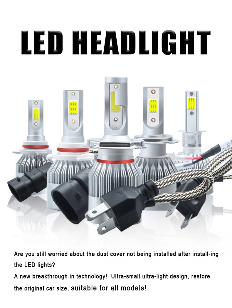 Hazig Wholesale C6 LED Car Headlights H7 Kit Luces LED H11 9005 H4 72W 8000lm Car LED Bulbs 6000K Bombillo Luz LED 12V Fog Lights Automobiles Headlight C6 H4