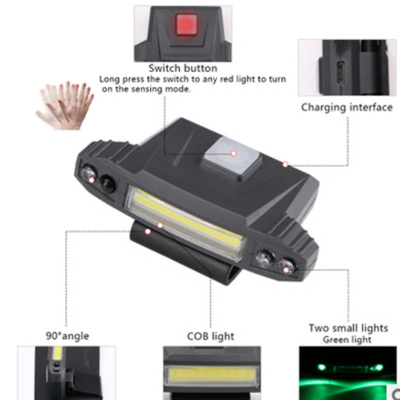 Rechargeable 3W LED Cap Lamp with Sensor Switch USB Charging Camping COB Headlight 4 Mode Head Torch Hot Sale Hunting LED Headlamp