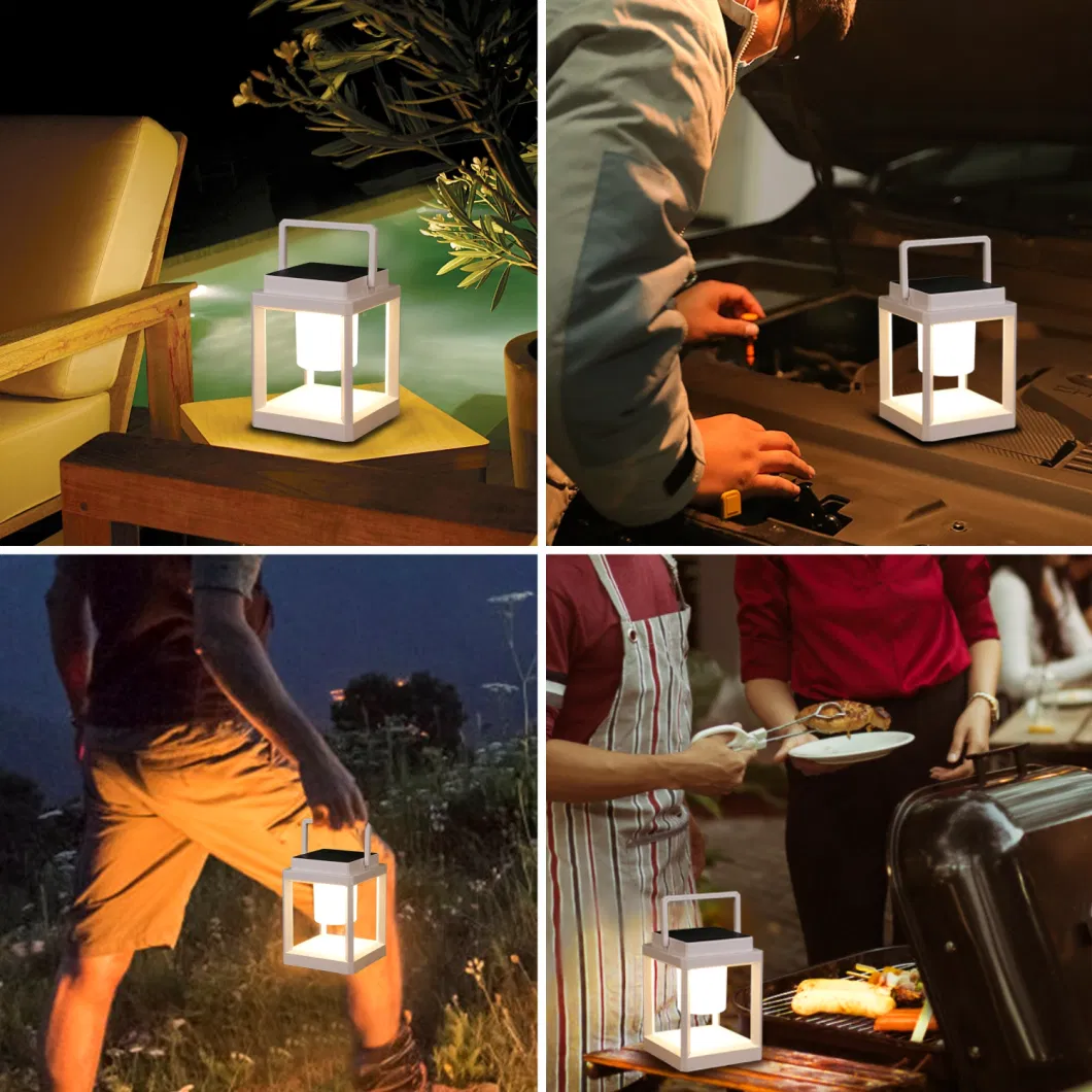 New Design White Colour Brightness LED Nightstand Lantern Deck Camping Indoor Flood Light Dimmable Work Table Hand Portable Lamp Garden Outdoor LED Solar Lights