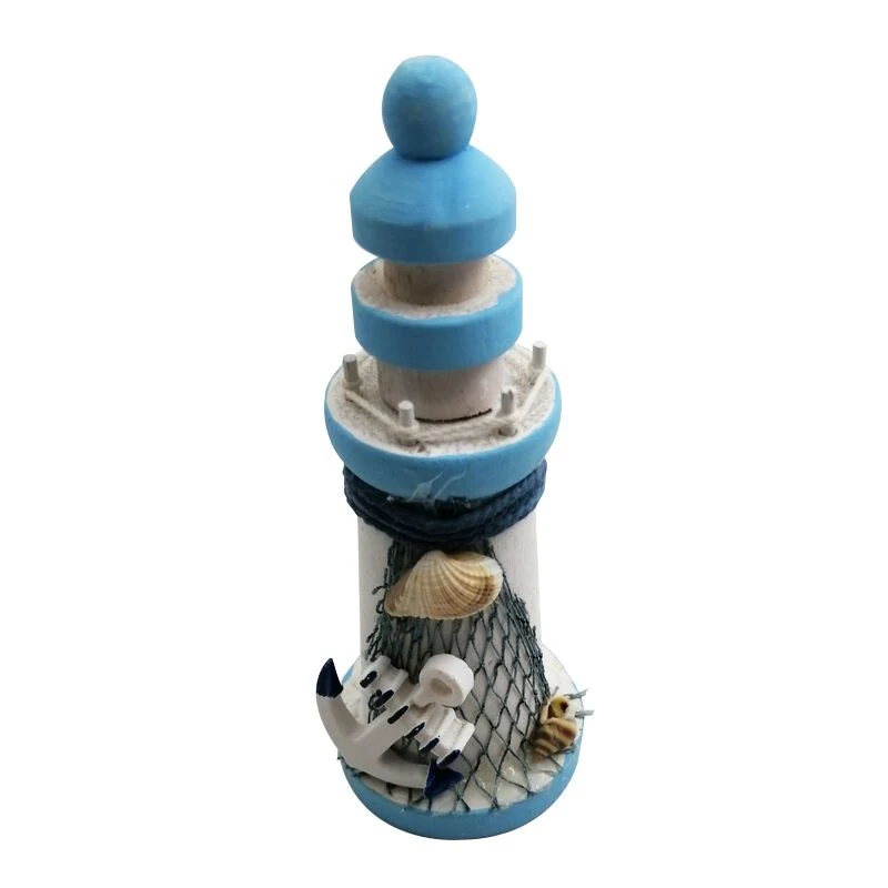 Wooden Cute Little Lighthouse with Anchor and Fishing Net