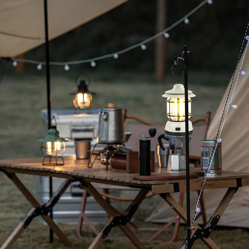 Retro Camping Lamp Lantern Lamp Outdoor Emergency Hanging Light Portable USB Rechargeable LED Camping Lantern Tent Lighting