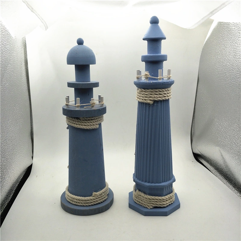 Dark Blue Old-Fashioned Wooden Lighthouse