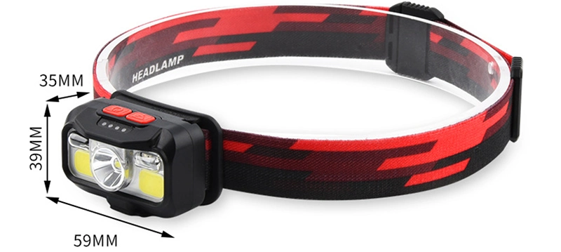 Wholesale Comfortable Sensor Head Torch Lamp USB Rechargeable Head Torch Light Waterproof Headlight Red Warning Flashing 8 Modes COB LED Headlamp