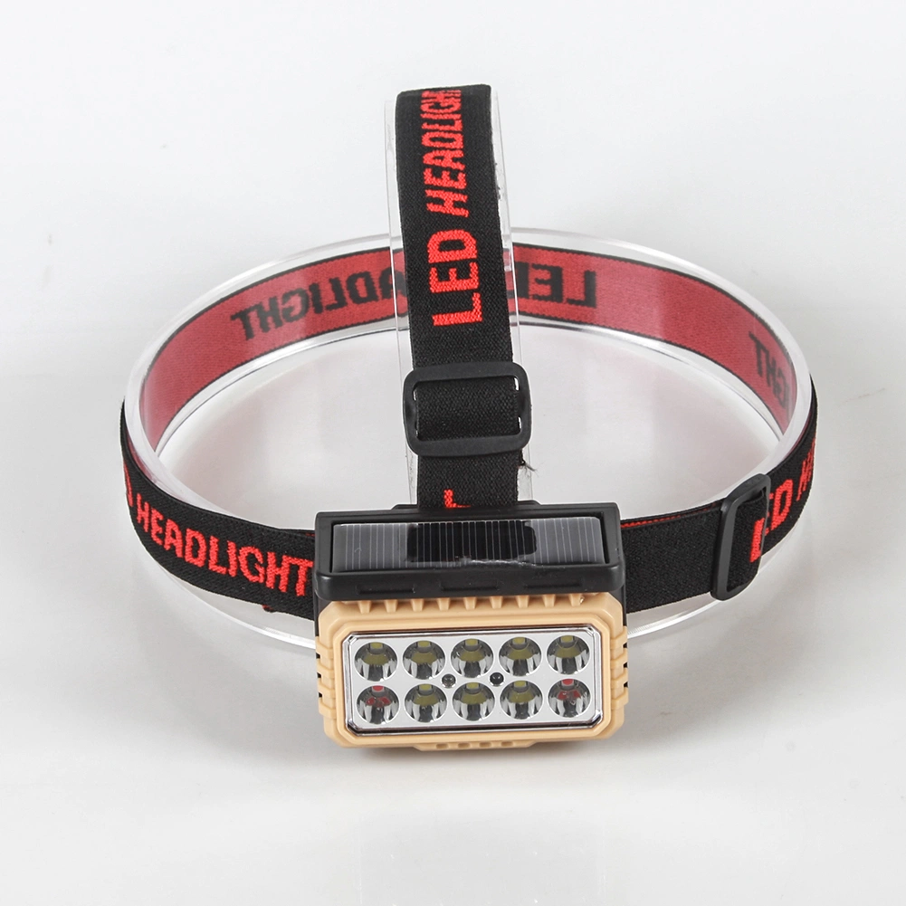 Yichen Solar Rechargeable LED Headlamp with Red Warning Light