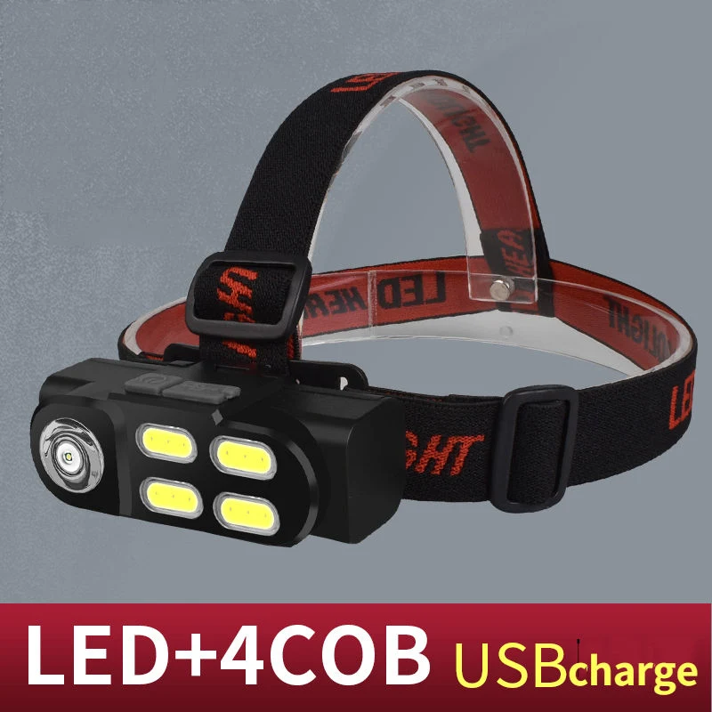 Helius XPE+4COB USB Rechargeable Use 18650 Battery Camping LED Headlamp