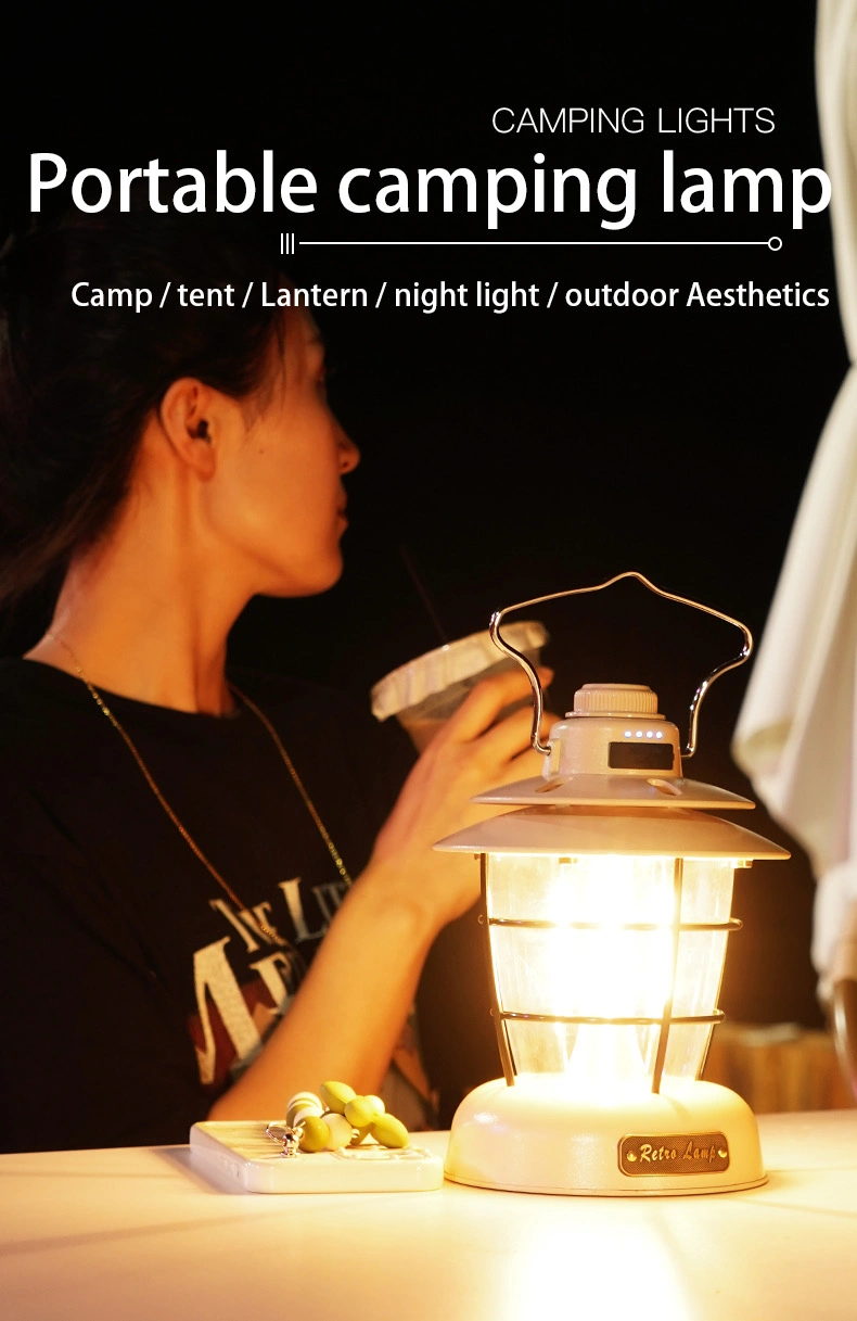 Retro Camping Light Lighting Rechargeable Tent Light for Outdoor Camping Hiking