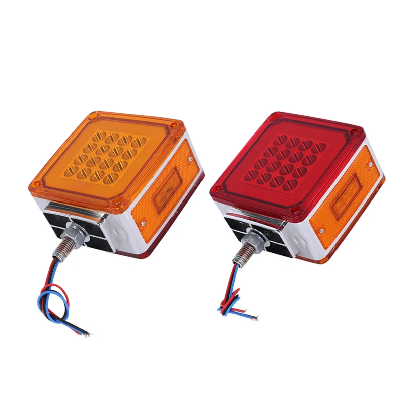 39 LED Square Double Face Pedestal Signal Tail Lights for Truck Trailer Headlight LED Side Marker Light 12 Volt