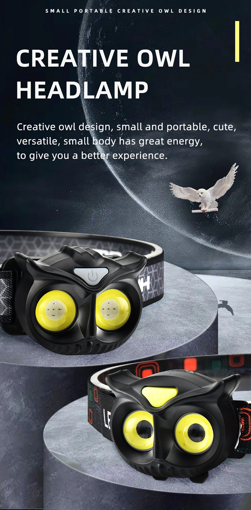 Jp Hot Portable Rotating Hunting Lights Magnet Flashlight Type-C Rechargeable COB LED Headlight Headlamp