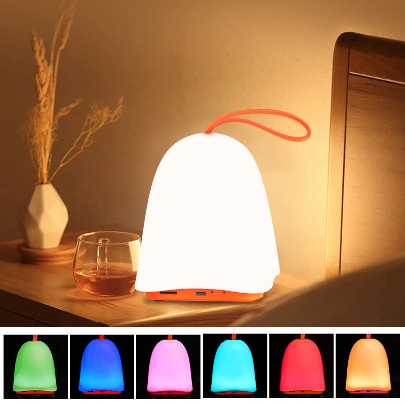 Wireless Mini LED Speakers Unique Design Light Bluetooth 5.0 Touch Control 1800mA Speaker Night Light with Camping Lamp