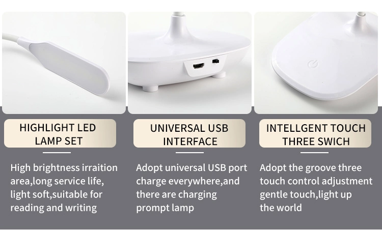 USB Rechargeable LED Table Reading Book Light for Students