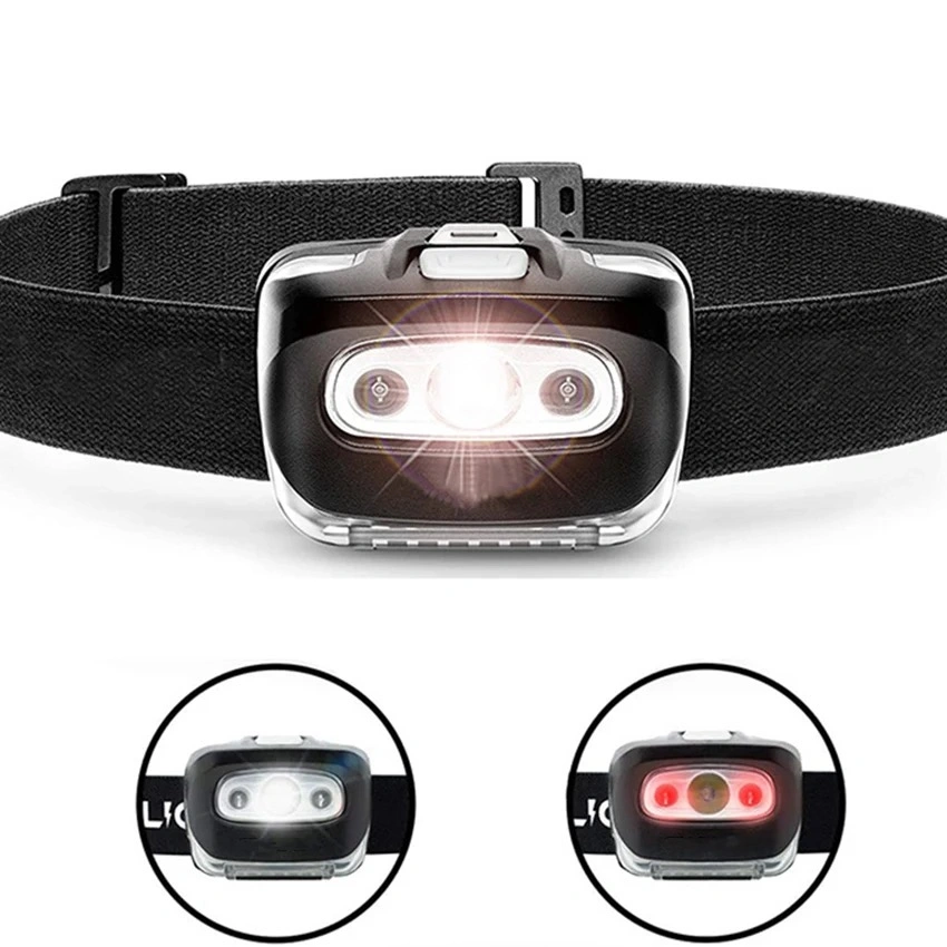 Waterproof Headlamp with Red Safety Light for Running Camping Outdoor