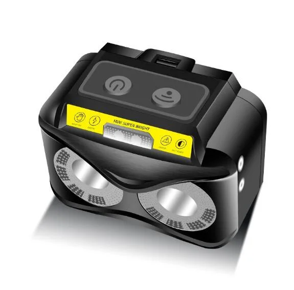 Xpg COB LED Rechargeable Sensor Headlamp with Sensor Switch and Focus Adjustable and Blue Battery Indication 6 Speed Adjustable Induction Control