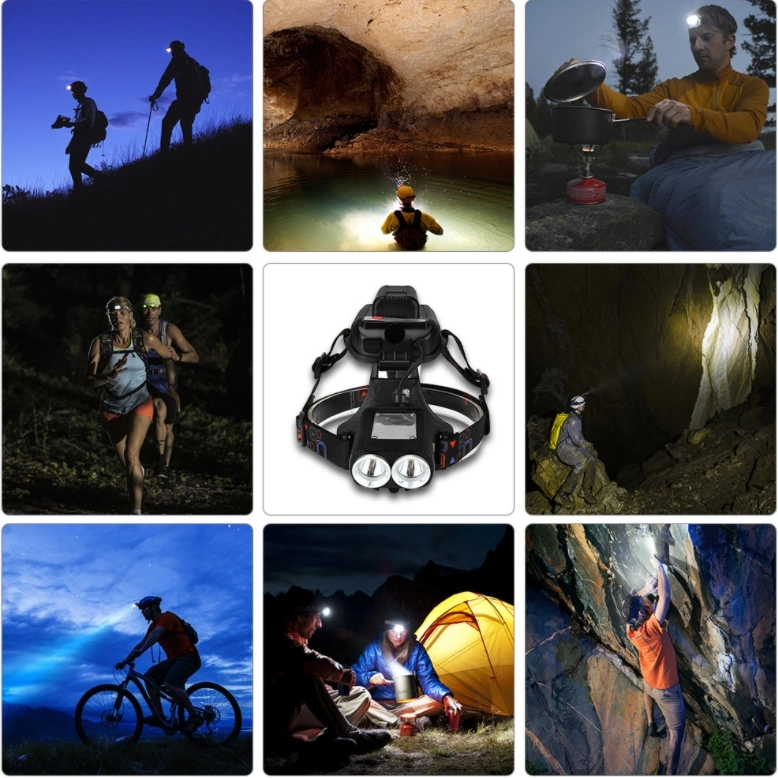 High Power Head Torch Lamp USB Rechargeable Super Bright LED Head Torch Light 3 Lighting Modes Adjustable Focus Headlight Camping Portable LED Headlamp
