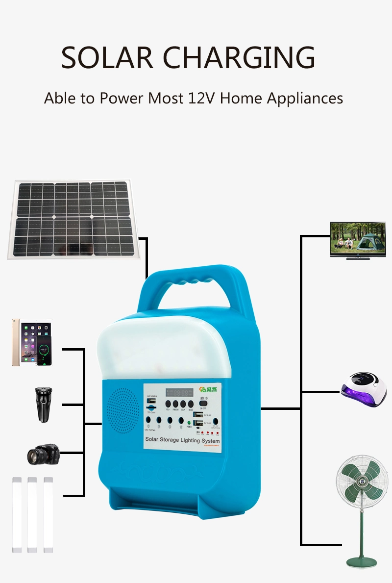 Portable 12V DC Output USB Port Rechargeable Camping Lighting Kit Home Power Solar Energy Systems Small Scale Solar Power Kits