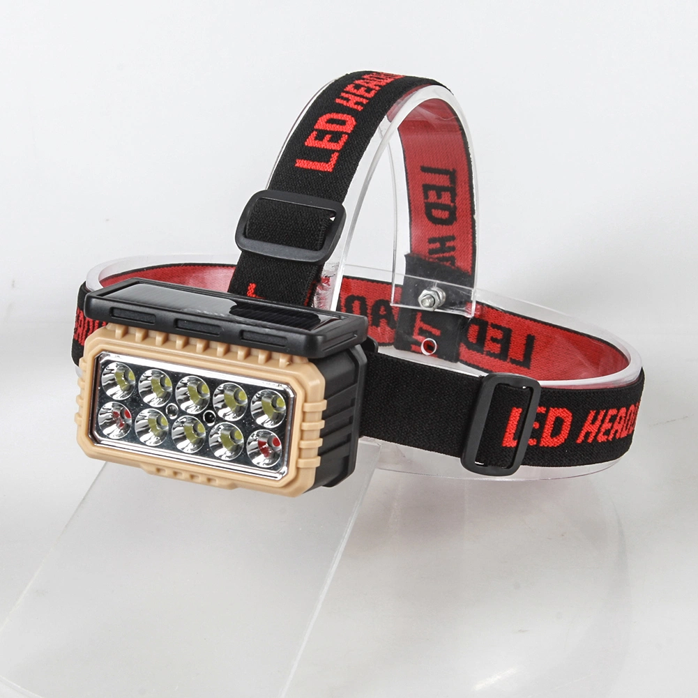 Yichen Solar Rechargeable LED Headlamp with Red Warning Light