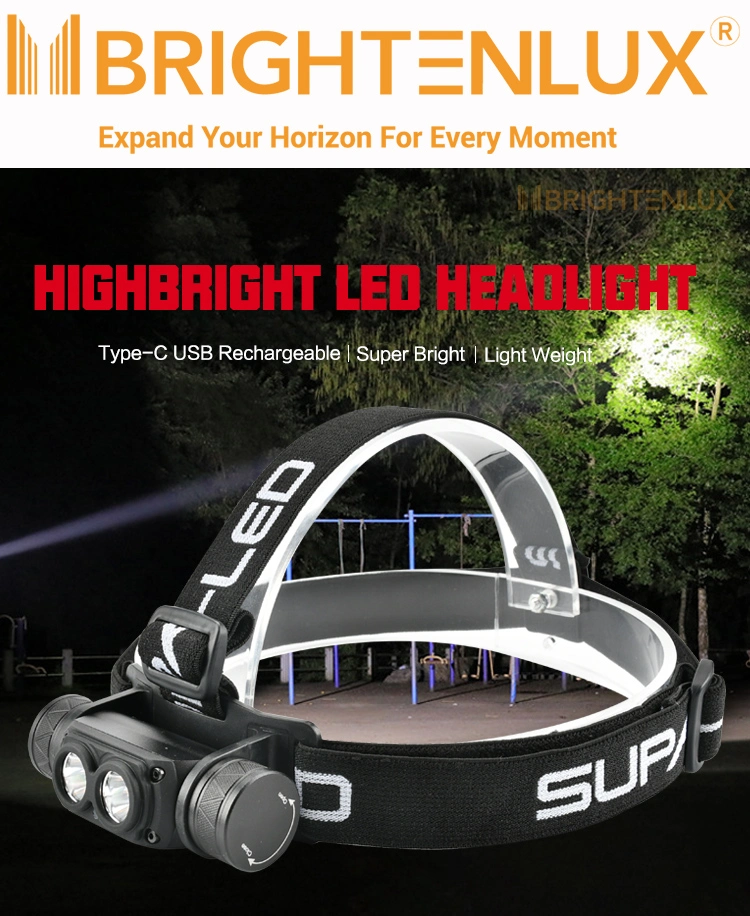 Brightenlux 2022 New Style Lightweight Type-C USB Rechargeable COB LED Headlamp, IP65 Waterproof Portable Lamp