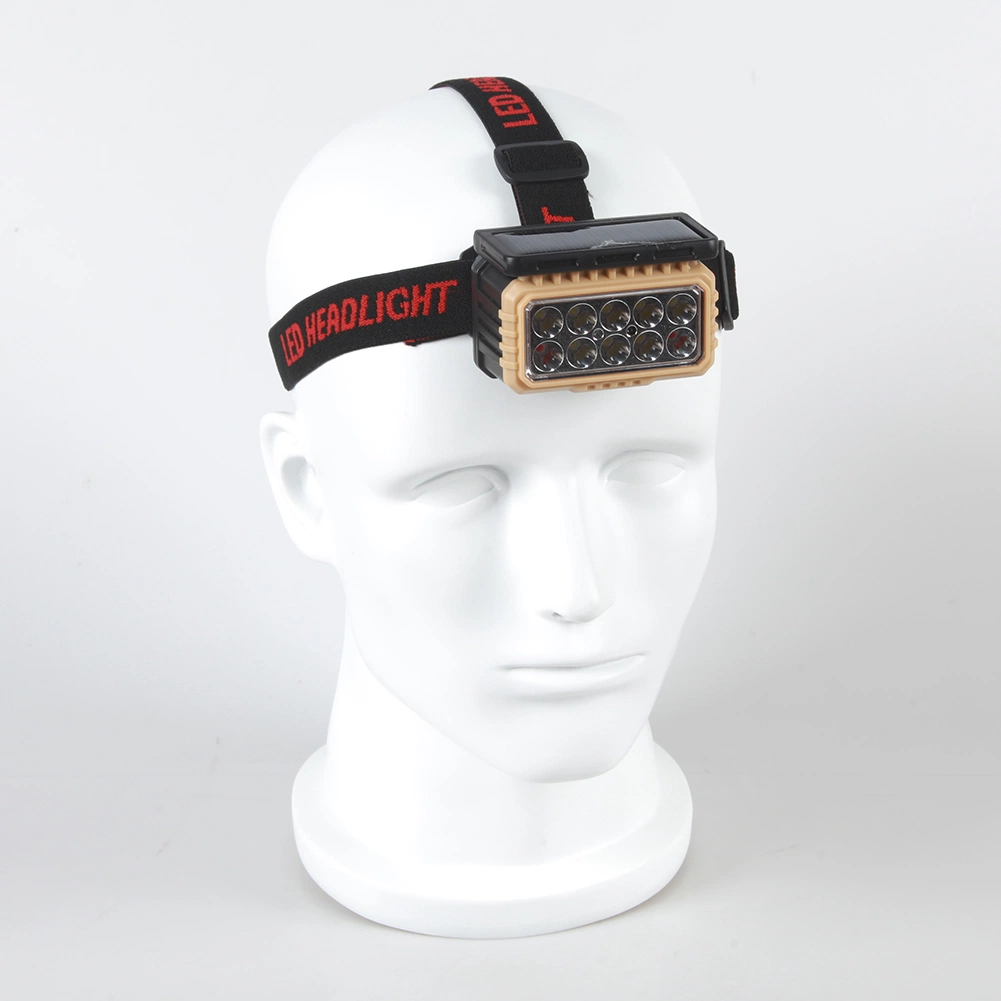 Yichen Solar Rechargeable LED Headlamp with Red Warning Light