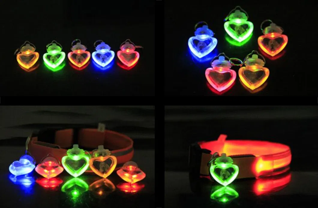 LED Heart Flash Pet Pendant Safety Tag Heart ID Pendant