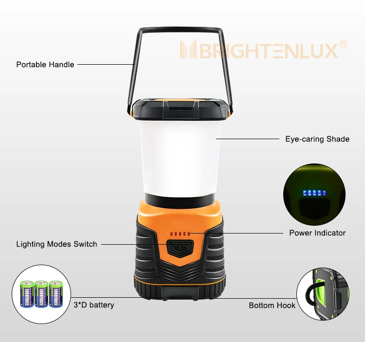 Brightenlux New Design 360 Brightness High Bright Portable Outdoor LED Camping Light for Tent, Waterproof 3 D Battery LED Camping Lantern