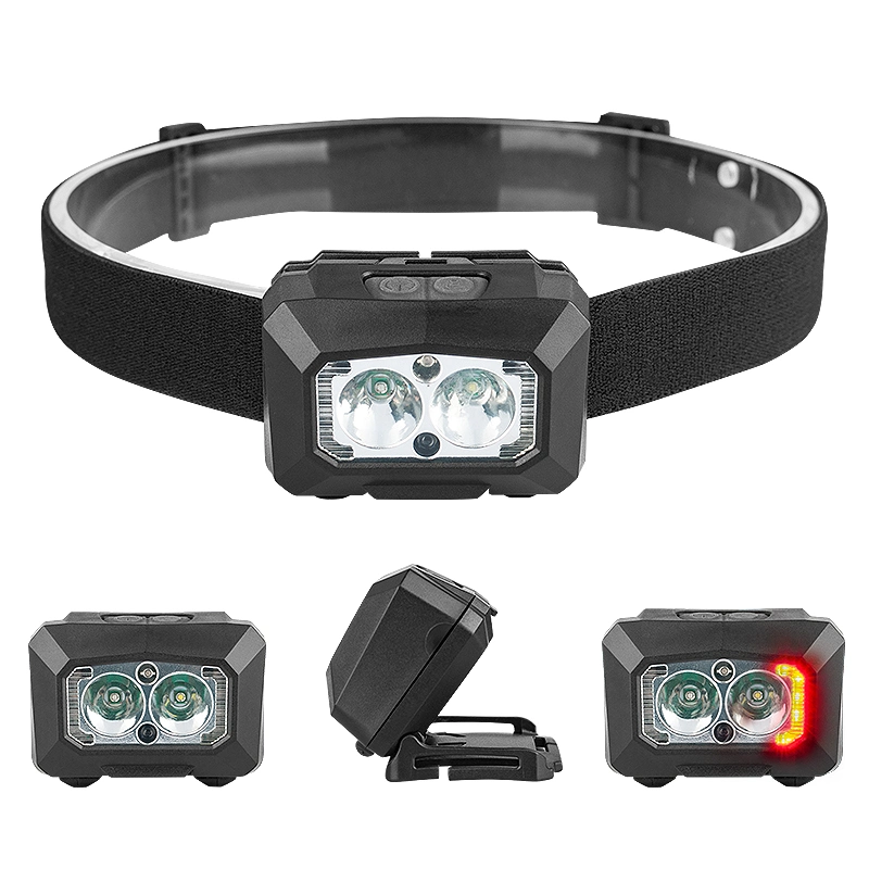 Ultra Bright Outdoor Camping Head Lamp Emergency LED Flashing Warning Head Torch Lighting Adjustable Breathable Headband Rechargeable COB Headlamp