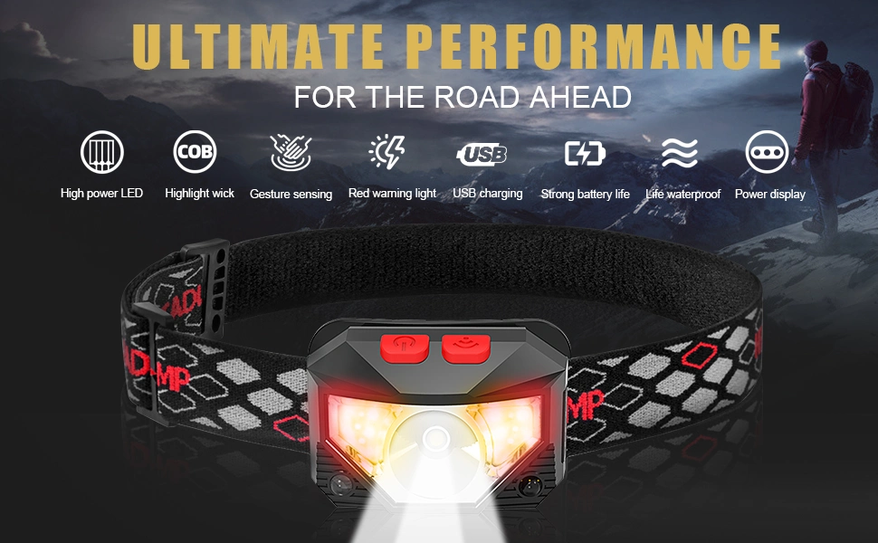 High Power Mini Head Lamp Multifunction Rechargeable LED Headlamp with Lightweight