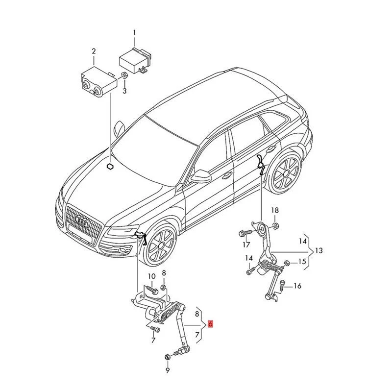 8r0941285e Front Left Car Headlight Height Level Sensor for Audi Q5