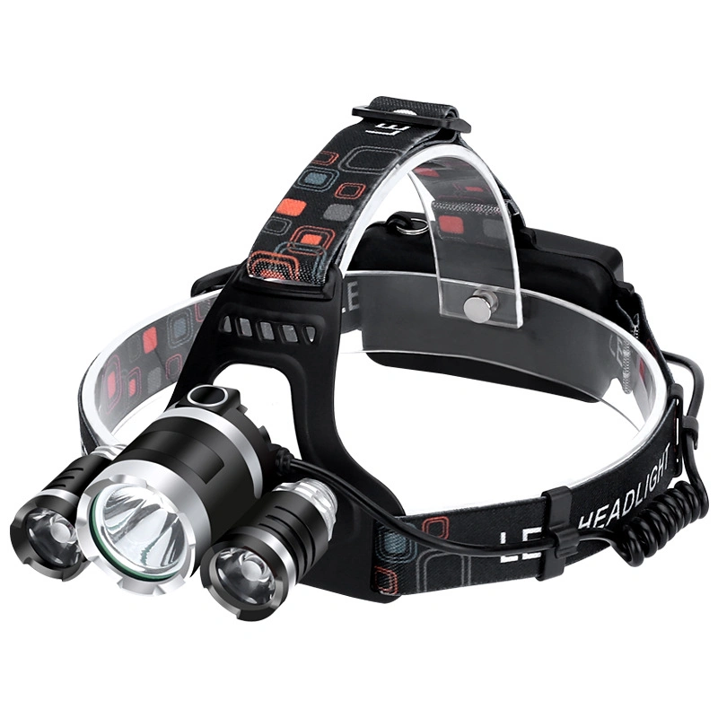 3 Heads Super Bright Head Lamp High Lumen Multi-Functional USB Charging Waterproof Rechargeable LED Headlamp