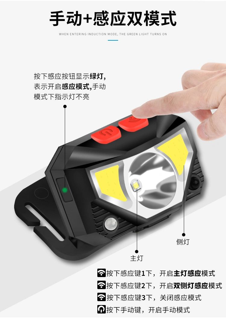 LED Headlights USB Charging Induction Flashlight Head-Mounted Outdoor Strong Headlights