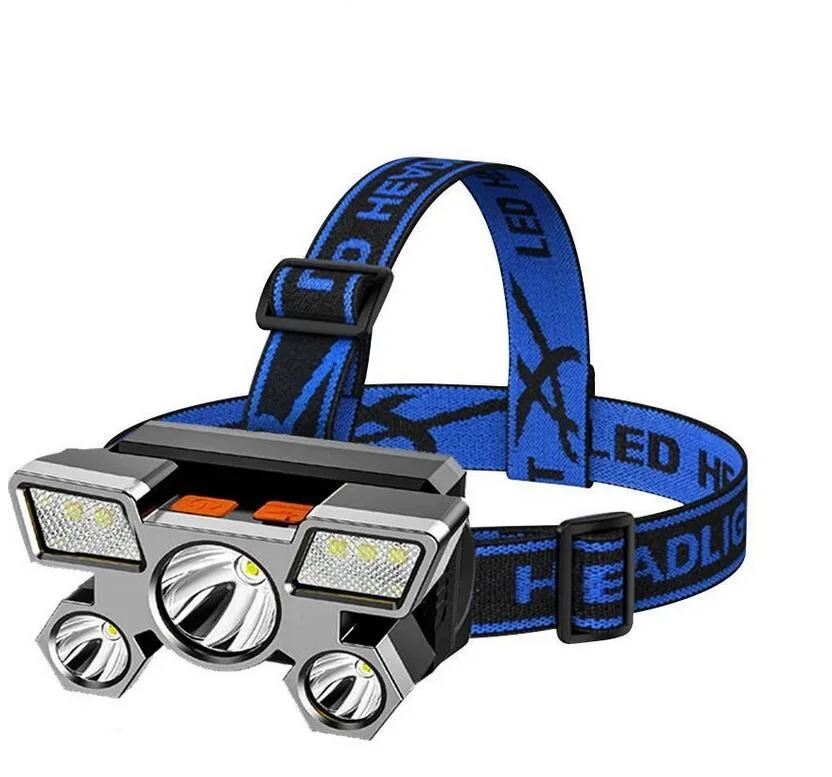 Outdoor Camping 5 LED High Power Waterproof 18650 Rechargeable LED Headlight Headlamp