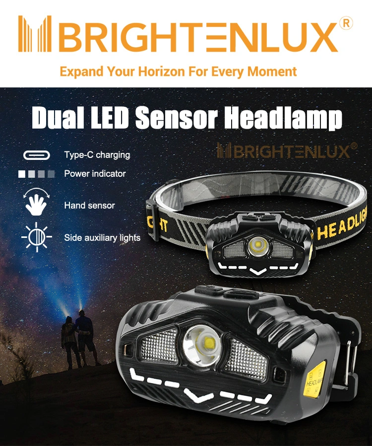 Brightenlux 500 Lumen High Power Waterproof USB Rechargeable 6 Modes COB LED Laser Headlamp