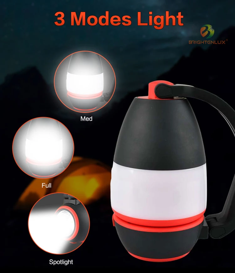 Brightenlux Best Sale 3 Modes Light 3*AA Battery 180 Adjustable Multi-Functional Camping Light for Reading Working Camping