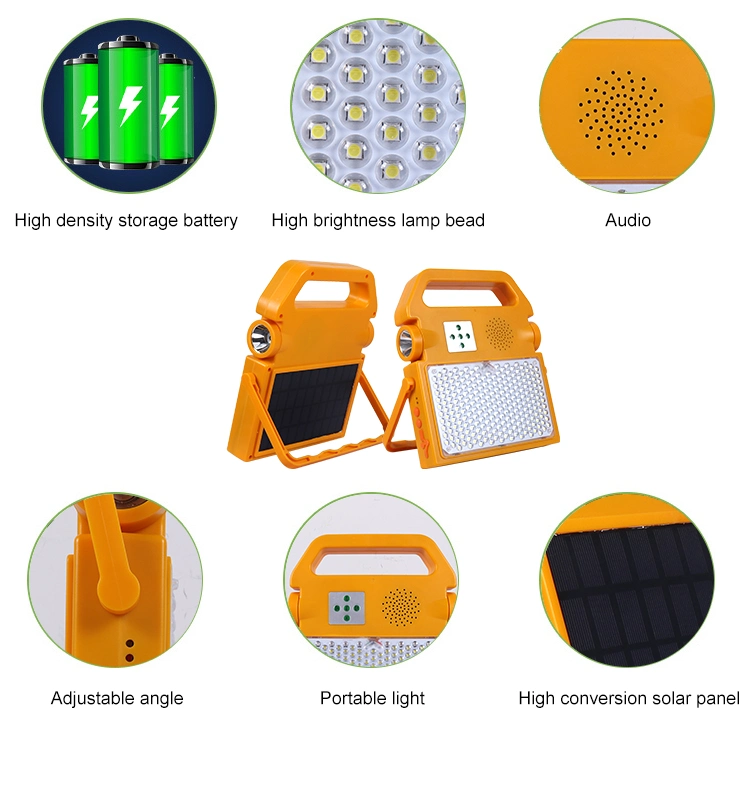 Speaker Mobile LED Floodlight Portable Emergency Rechargeable Bluetooth Power Camping Solar Flood Light