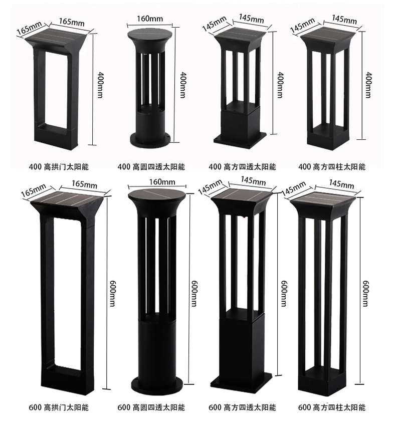 IP65 Waterproof Landscape Aluminum Exterior Bollard Garden LED Solar Lawn Pillar Lamp