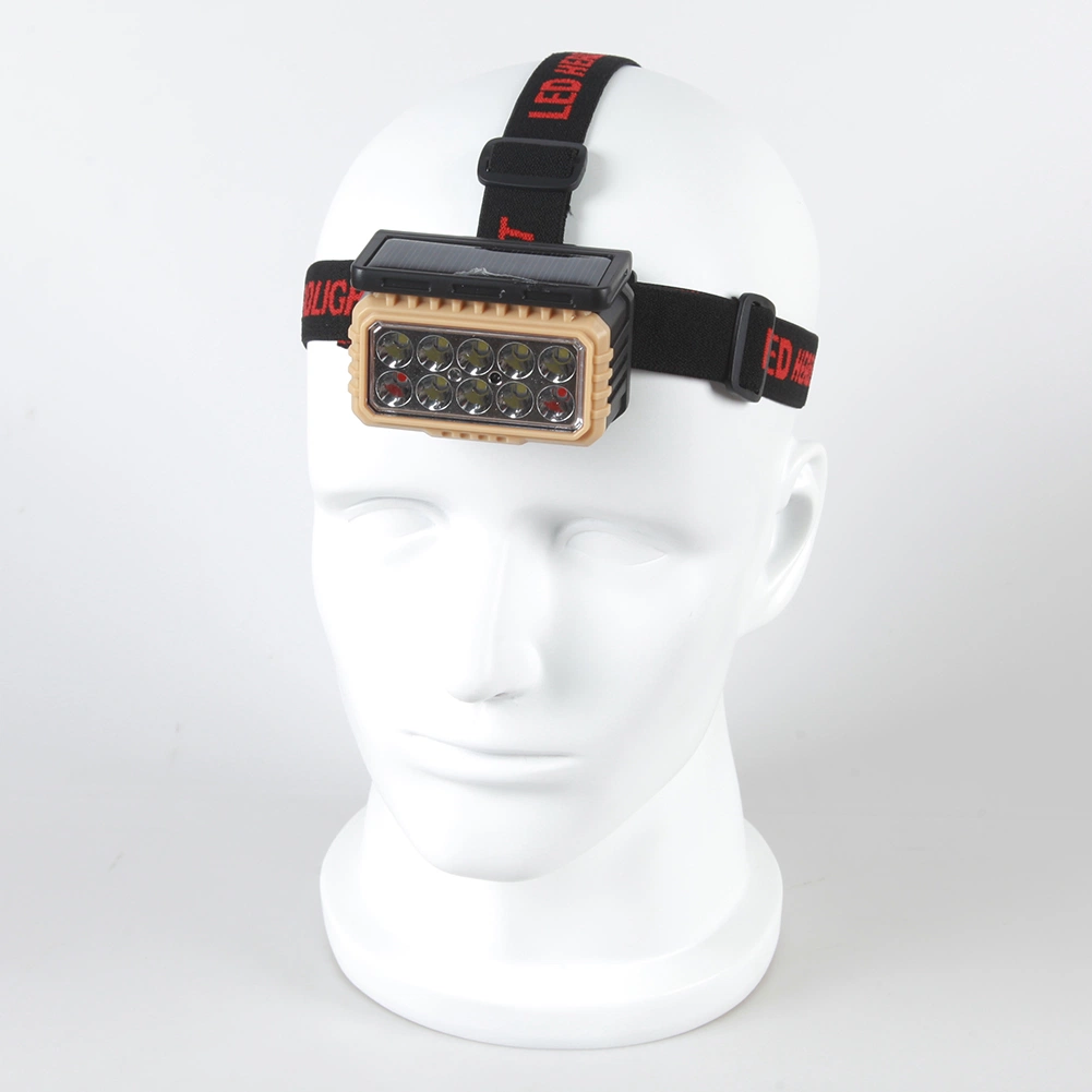 Yichen Solar Rechargeable LED Headlamp with Red Warning Light