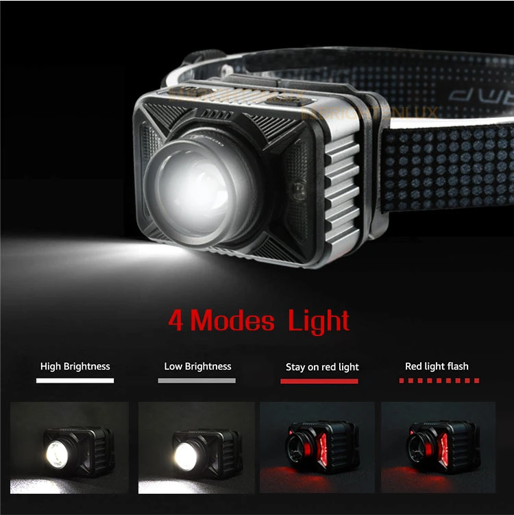 Brightenlux 60 Adjustable Zoomable USB Charging Sensor Function LED Headlamp Headlight with 4 Lighting Modes