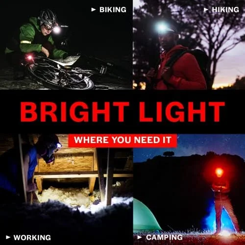 LED Light Red Safety Head Lamp Outdoor Adjustable Headband Flashlight S500 Headlamps